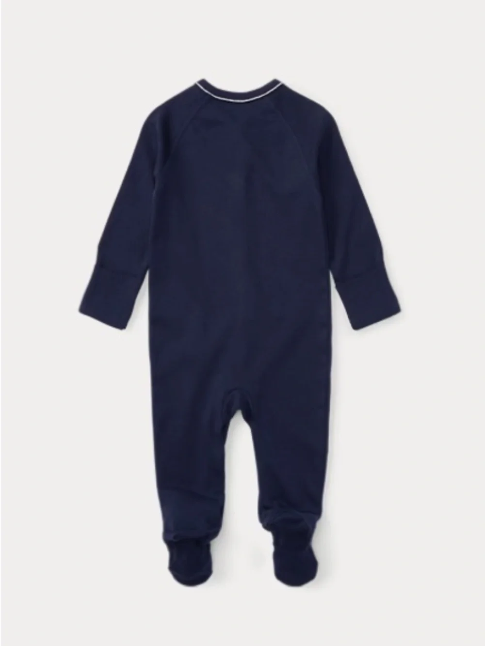Ralph Lauren Navy & Light Gray Baby Footed One-Piece Set